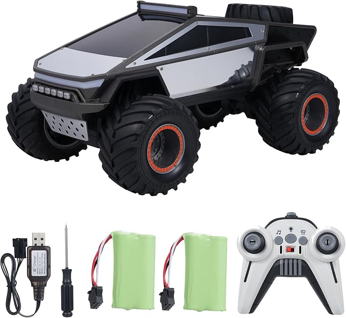 Remote Control Pickup Truck Style Toy car,1:12 Scale with Alloy Shell Lights and Sounds, 2.4GHz All Terrain Toy Car with Rechargeable Battery,for Boy Kids Adults Monster Truck Toys