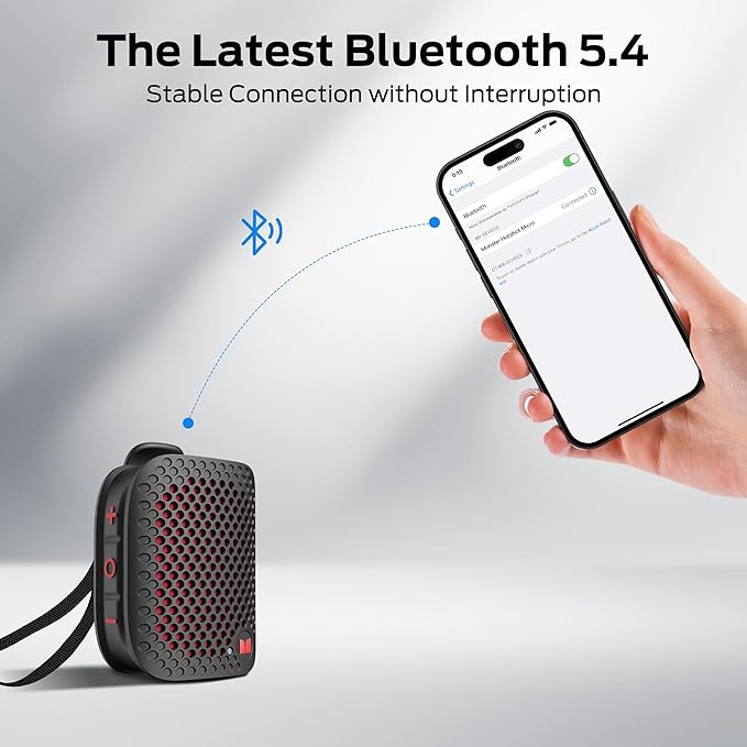 Monster Blaster Micro Bluetooth Speaker, Clip on Wireless Wearable Speaker for Hands-Free Calls and Music, Small Portable Speakers for Workout, Cycling, Running, IPX7 Waterproof (Non-Magnetic), Black