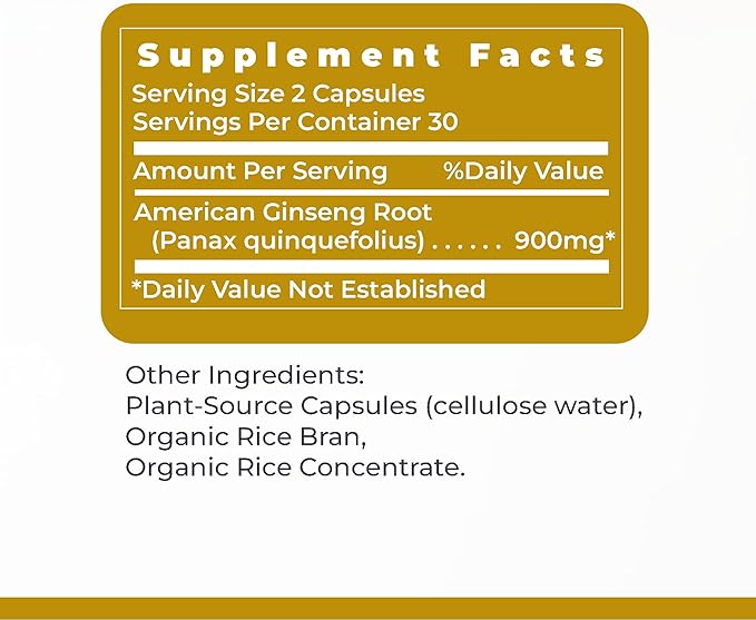Premier Research Labs American Ginseng Supplement - American Ginseng Capsules, Herbal Ginseng Root Pills, North American Ginseng Herb Extract, Calming Energy Supplement - 60 Plant-Based Capsules