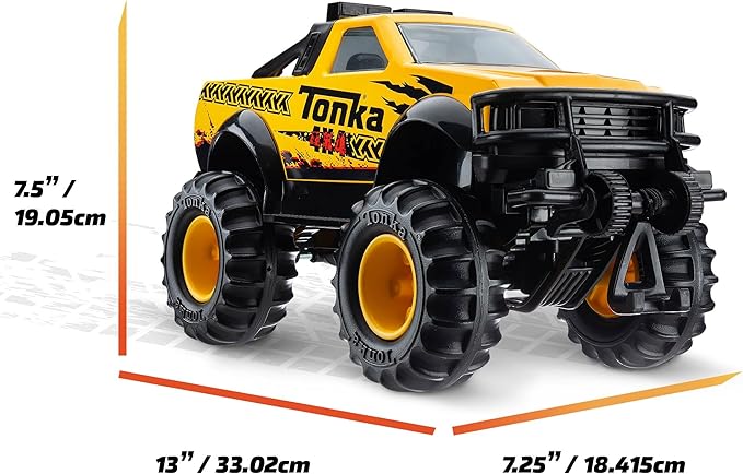 Tonka Steel Classics 4x4 Pickup Truck - Made with Steel & Sturdy Plastic, Yellow Toy Construction Truck, Boys and Girls, Kids, Toddlers, Ages 3+