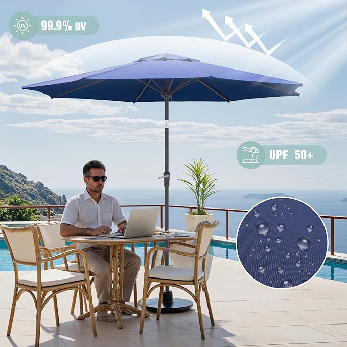 Patio Umbrellas, Pool Umbrella, Outdoor Umbrella with Push Button Tilt/Crank, Deck Umbrellas, Market Umbrela Table for Backyard, Deck, Garden, Pool