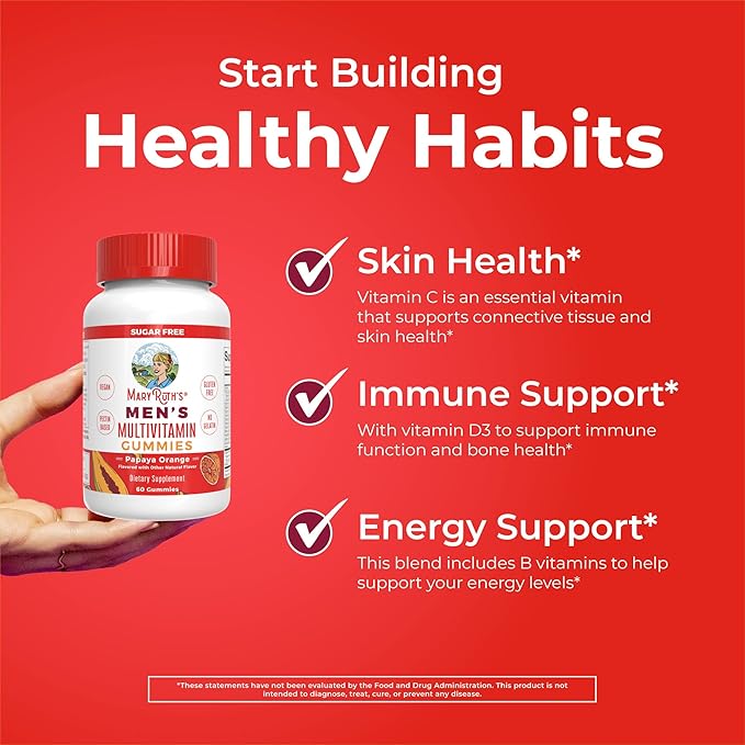 Mens Multivitamin Gummies by MaryRuth's | Vegan Vitamins for Men | Multivitamins for Immune Support | Non-GMO & Gluten Free | 0g Sugar Per Serving | 60 Count