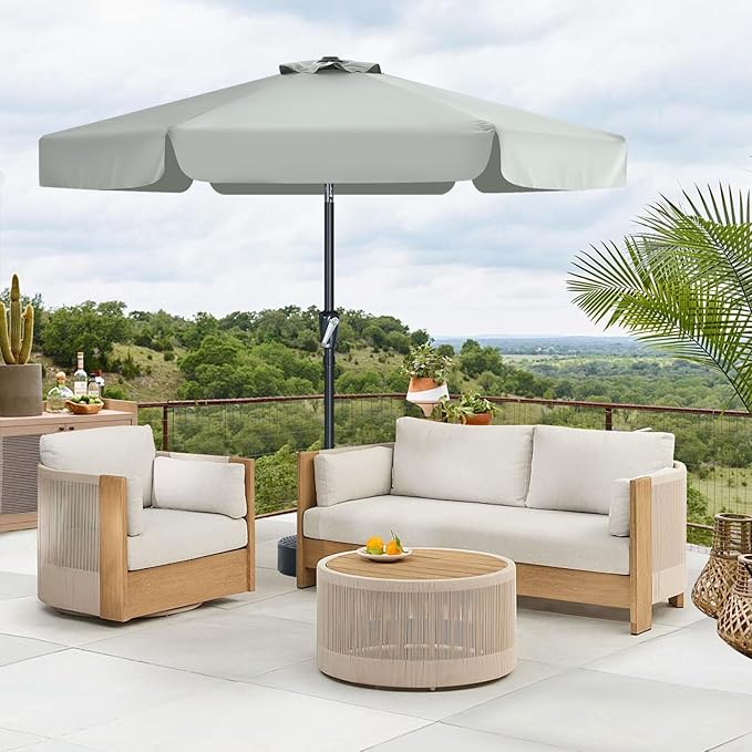 MASTERCANOPY Valance Patio Umbrella for Outdoor Table Market (7.5ft, Light Gray)