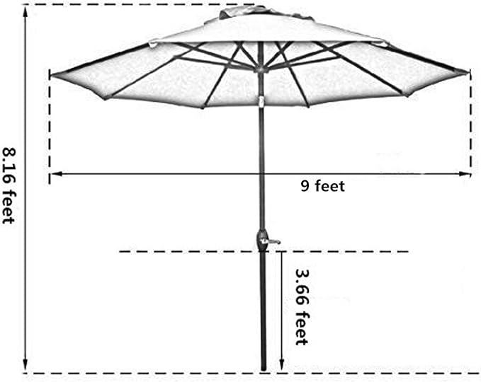 Sunnyglade 9' Patio Umbrella Outdoor Table Umbrella with 8 Sturdy Ribs (Blue)