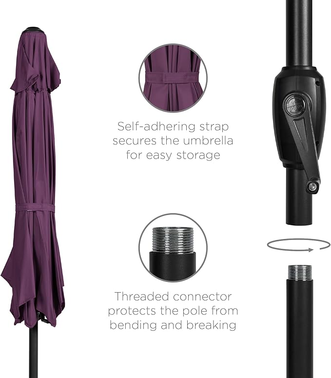 Best Choice Products 7.5ft Heavy-Duty Round Outdoor Market Table Patio Umbrella w/Steel Pole, Push Button Tilt, Easy Crank Lift - Amethyst Purple