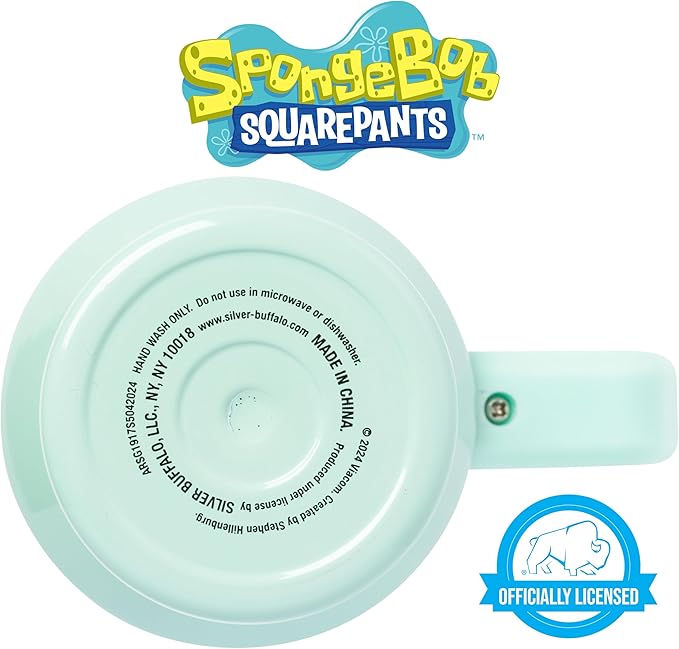 Silver Buffalo SpongeBob SquarePants Stainless Steel Tumbler with Handle Featuring Squidward, Fits in Standard Cup Holder, 40 Ounces