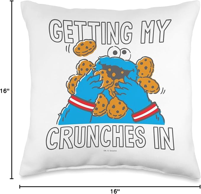 Sesame Street Cookie Monster My Crunches Throw Pillow, 16x16, Multicolor