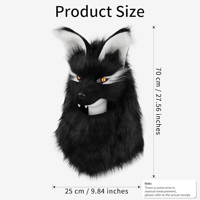 Furry Head Mask Animal Wolf Dog Plush Faux Fur Masks for Halloween Masquerade Cosplay Costume Props