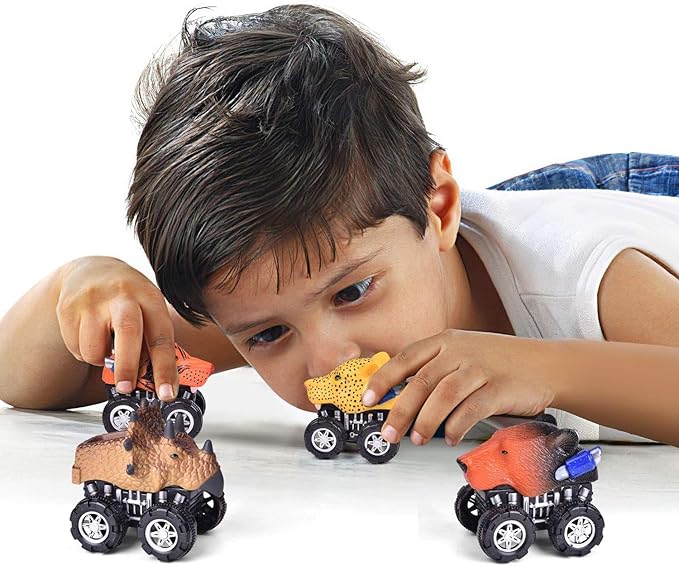 Liberty Imports 12 Pack Monster Truck Pull Back Cars, Large Animal Toy Pullback Racers Vehicles Party Favors Play Set for Kids, Boys, Toddlers