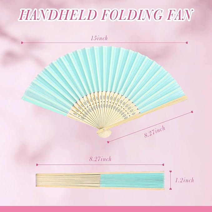Blulu 100 Pcs Folding Hand Fans for Line Dancing Bulk Silk Bamboo Popping Clapping Fans for Line Dancing Boots On The Ground for Women Foldable Summer Beach Wedding Gifts (Macaroon Color)