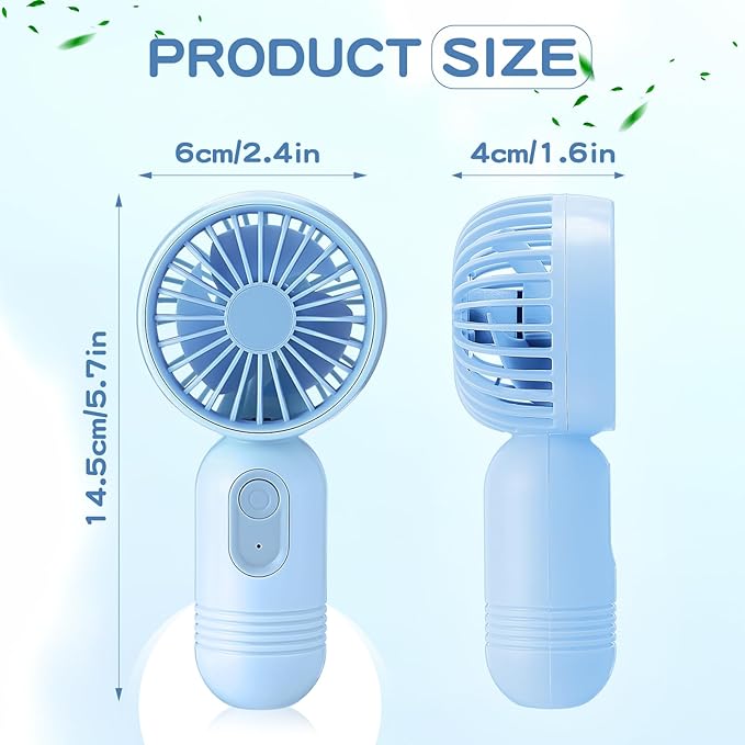 Mini Portable Fan Bulk Cute Handheld Lightweight Small Little Personal Hand Eyelash Fan 3 Speeds USB Rechargeable for Women Men Indoor Outdoor Makeup Travel Camping(Blue,6 Pcs)