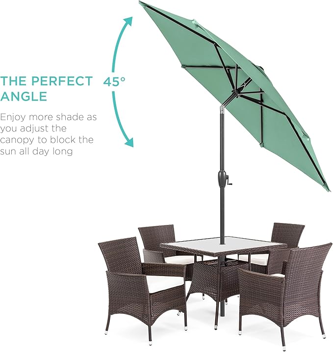 Best Choice Products 7.5ft Heavy-Duty Round Outdoor Market Table Patio Umbrella w/Steel Pole, Push Button Tilt, Easy Crank Lift - Seaglass