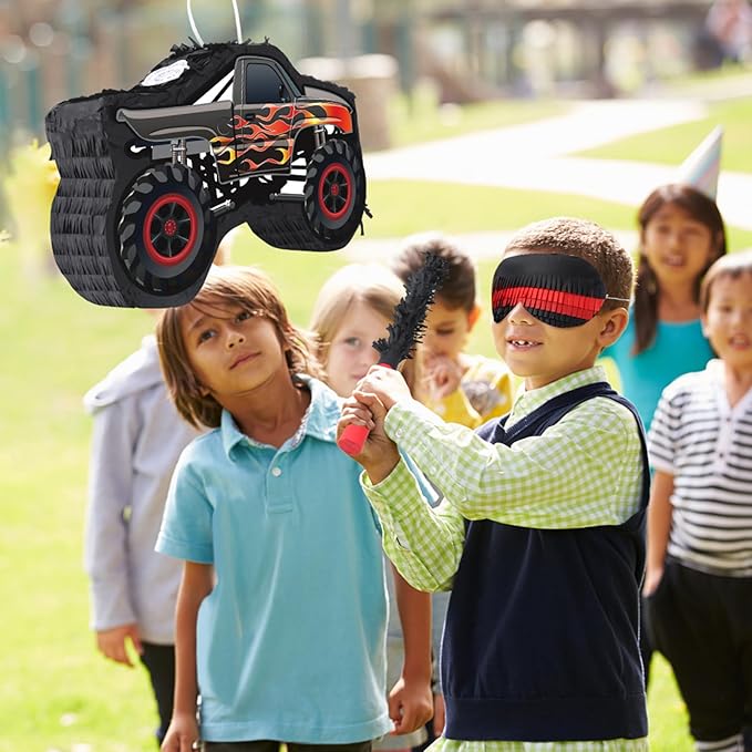 Car Pinata with Stick & Hanging Loop Mexican Pinata Game for Monster Truck Party Decorations Race Car Theme Birthday Carnival Party Supplies