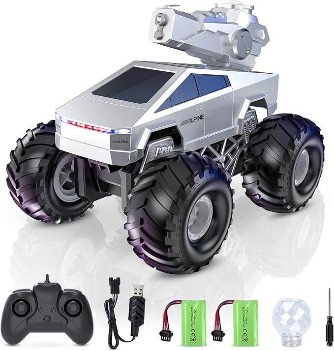 1:16 Remote Control Car, 2.4GHz Shoot Water RC Cars, 4WD Amphibious RC Truck, All Terrain Off-Road Remote Control Monster Truck, Pick-up RC Car Toy for Boys Girls Ages 6+