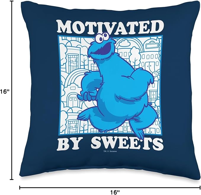 Sesame Street Cookie Monster Motivated Throw Pillow, 16x16, Multicolor