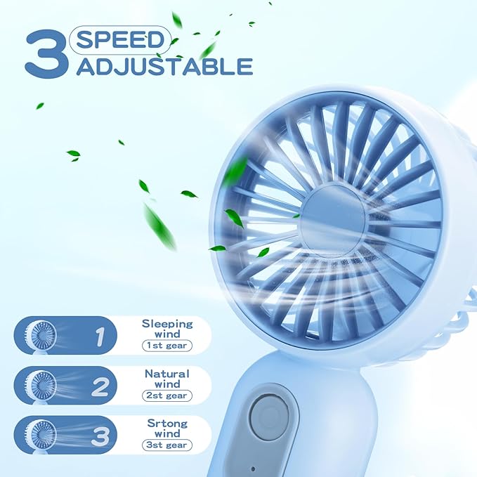 Mini Portable Fan Bulk Cute Handheld Lightweight Small Little Personal Hand Eyelash Fan 3 Speeds USB Rechargeable for Women Men Indoor Outdoor Makeup Travel Camping(Blue,6 Pcs)