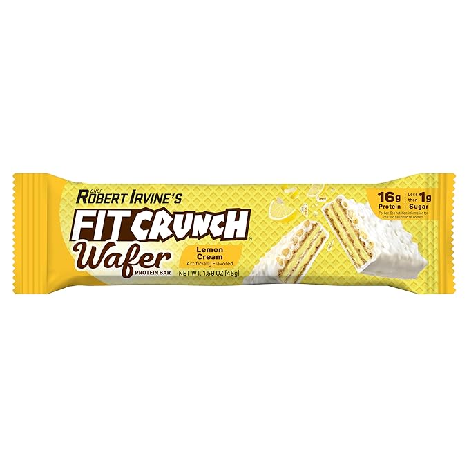 FITCRUNCH Wafer Protein Bars, Designed by Robert Irvine, 16g of Protein & 1g of Sugar (9 Bars, Lemon Cream)