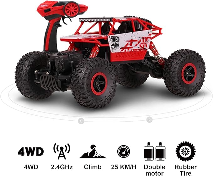 Cheerwing 1:18 Rock Crawler 2.4Ghz Remote Control Car 4WD Off Road RC Monster Truck 2 Battery(Red)
