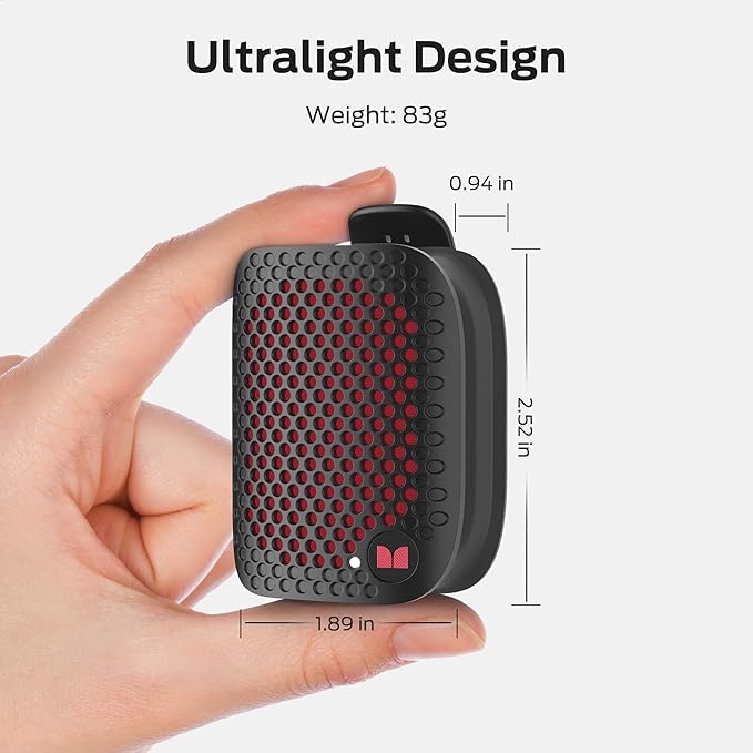 Monster Blaster Micro Bluetooth Speaker, Clip on Wireless Wearable Speaker for Hands-Free Calls and Music, Small Portable Speakers for Workout, Cycling, Running, IPX7 Waterproof (Non-Magnetic), Black
