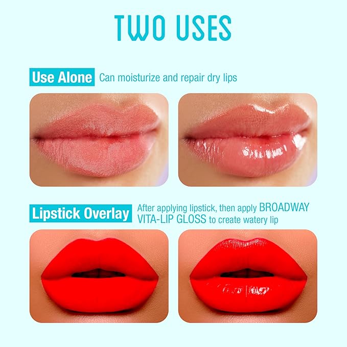 Ruby Kisses Broadway Vita-Lip Clear Lip Gloss (10 Pack), Ultra-Hydrating & Soothing Formula with Vitamins, High-Shine Non-Sticky Finish Lip Balm with Mint, Rosehip, Coconut, Mango, Argan, Honey, Shea