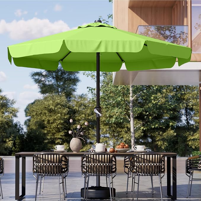 12FT Patio Umbrella Table Market Umbrella w/Crank Outdoor Umbrellas for Garden, Deck, Backyard, Pool and Beach, Apple Green