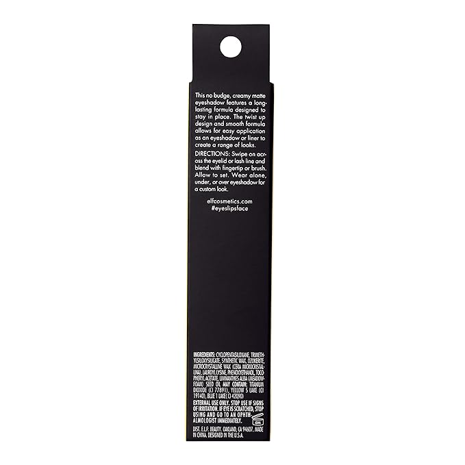 e.l.f. No Budge Matte Shadow Stick, One-Swipe Cream Eyeshadow Stick, Long-Wear & Crease Resistant, Matte Finish, Stellar