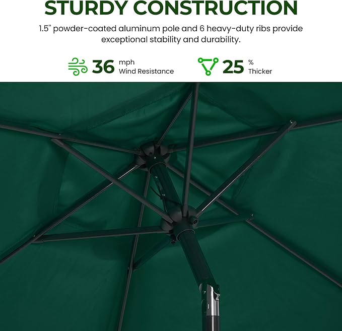 SUNVIVI OUTDOOR 7.5' Outdoor Patio Umbrella, Patio Umbrella, Market Umbrella, Metal Pole Umbrella with Push Button Tilt and Crank, 6 Ribs, Polyester Canopy