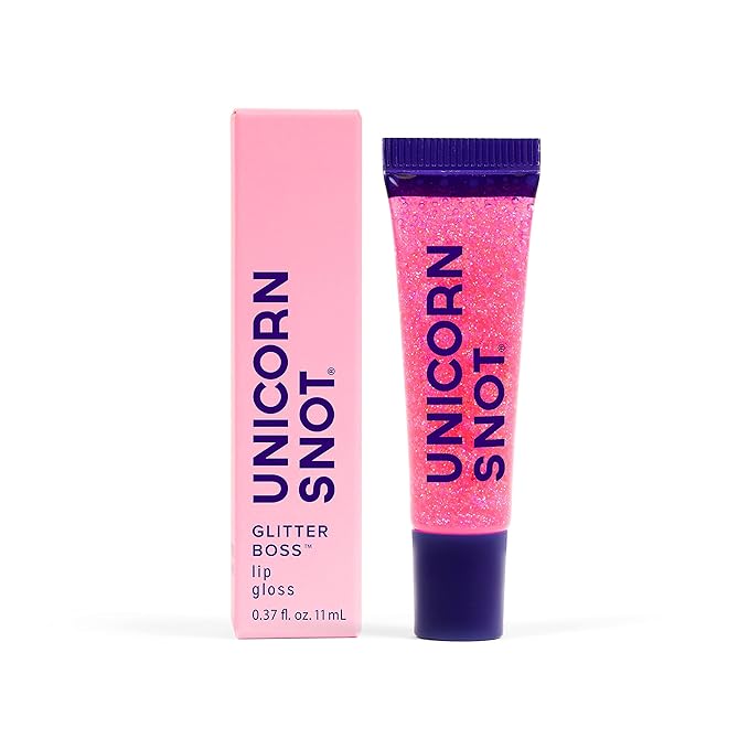 UNICORN SNOT Glitter Lip Gloss - Long-Lasting Sparkly Lip Shine - Vegan & Cruelty Free Non-Sticky Formula - Gloss for Festivals and Rave Makeup - High-Shine Glitter Lip Gloss, Pink (Flamingo)