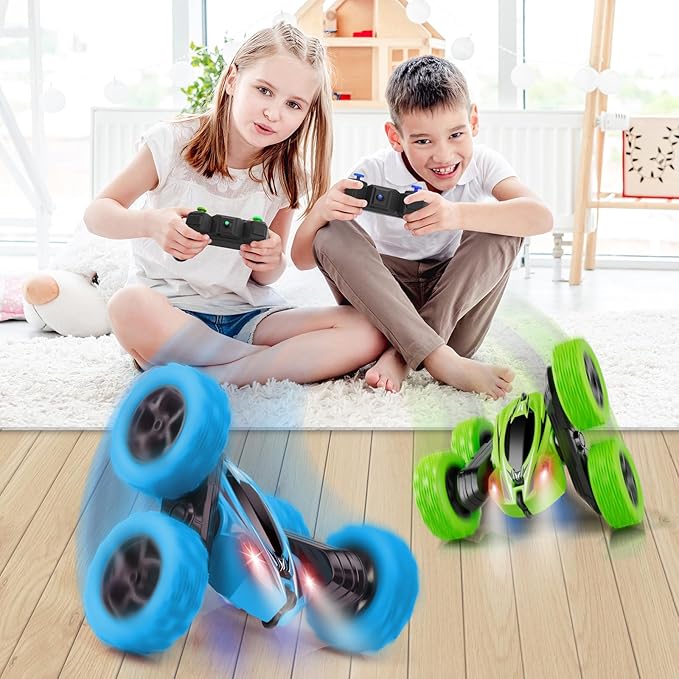 Remote Control Car, RC Cars Toys for Ages 5-7, 2.4GHz 4WD Fast RC Car Kids Toys for Ages 8-13, Double Sided 360° Rotating Monster Truck Toys for Girls RC Truck Toy Cars for Boys