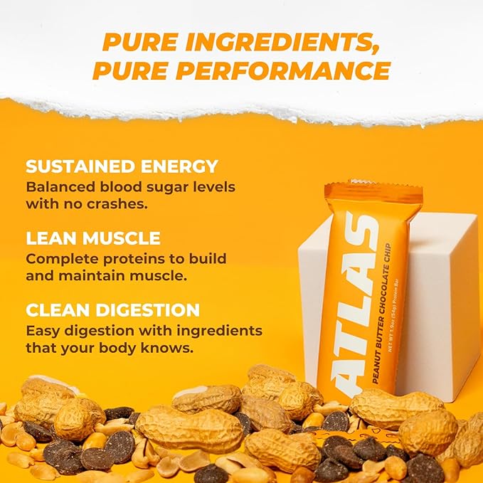 Atlas Protein Bar, 20g Clean Protein, 1g Natural Sugar, No Seed Oils, Gluten Free, No Artificial Sweeteners, Ultimate Whey Variety, 12 Pack