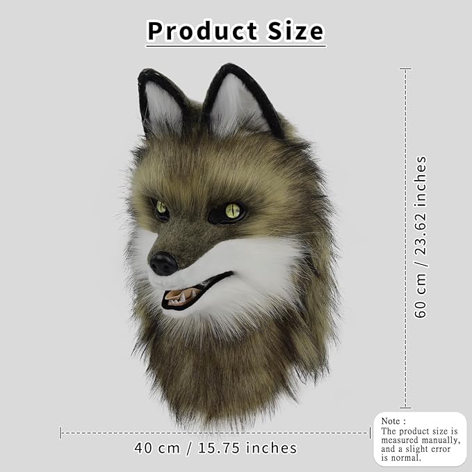 HAOAN Furry Dog Mask Animal Wolf Full Head for Halloween Fancy Dress Party Cosplay Costume Women Men