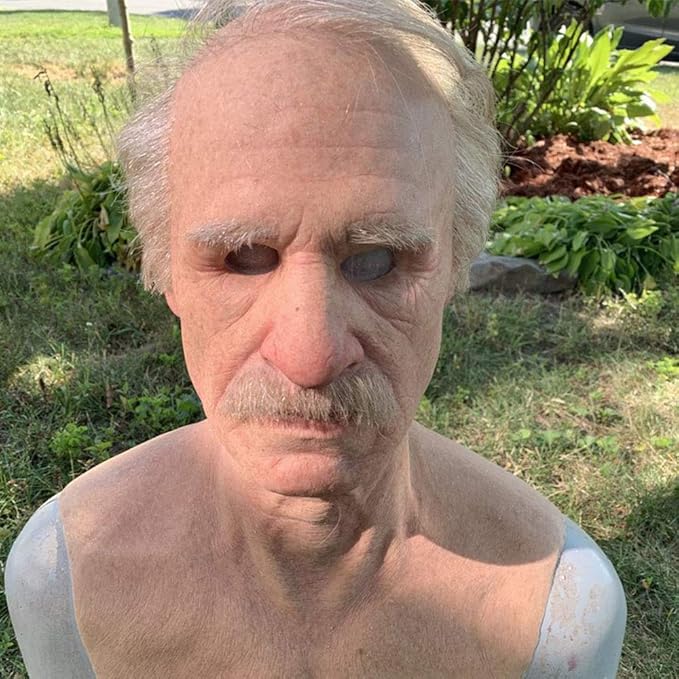 Realistic Old Man Mask Halloween Mask Scary Latex Old Man Grandpa Mask Halloween Wrinkle Face Mask