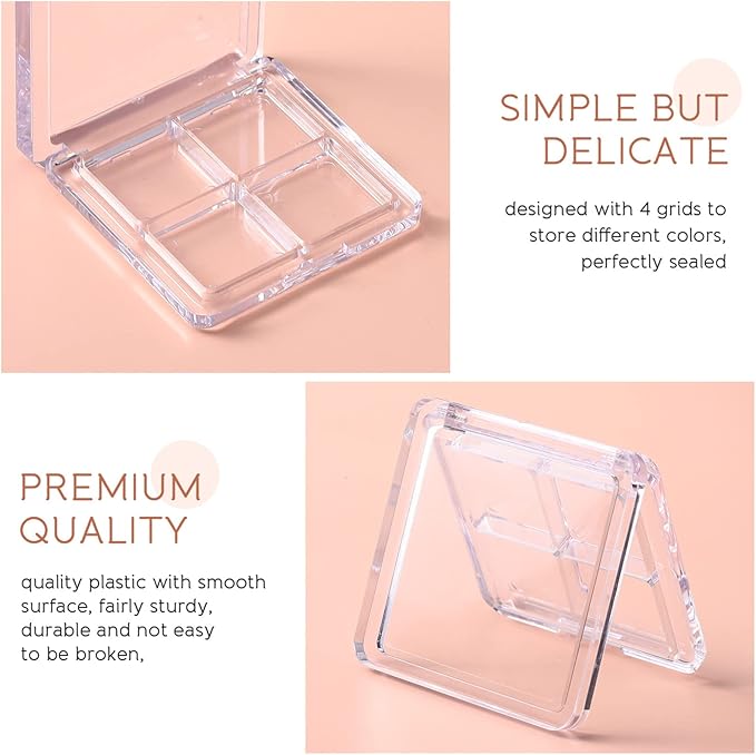 Beaupretty 8 Pieces Empty Eyeshadow Pallet 4 Grids