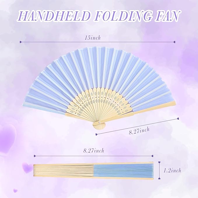 Blulu 40 Pcs Folding Hand Fans for Line Dancing Bulk Silk Bamboo Popping Clapping Fans for Line Dancing Boots On The Ground for Women Foldable Summer Beach Wedding Gifts (Macaroon Color)