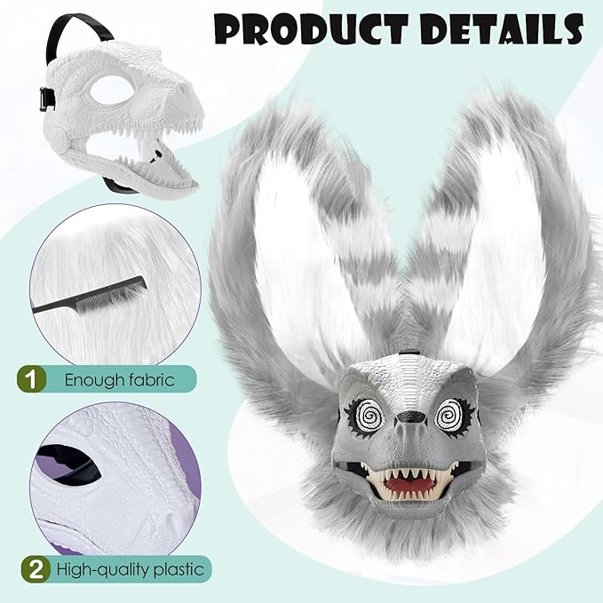 13 Pcs DIY Dino Mask Kit Hard Plastic Dinosaur Mask Furry Therian Dino Costume Kit Animal Dinosaur Party Costume