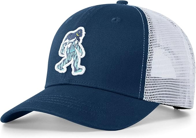 Mesh Bigfoot Hat Leather Cap for Men- Great Snapback Closure Sasquatch Hat for Hunting & Hiking