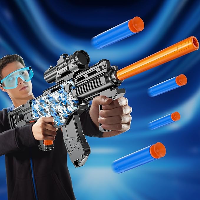 Toy Gun Automatic Sniper Rifle with Lanyard, Electric Realistic Toy Foam Blasters- 200 Darts, Tactical Vest Set, Scope and 2 Clips, Cool Toys for Kids Ages 8-12, Birthday Xmas Gifts for Boys Adults