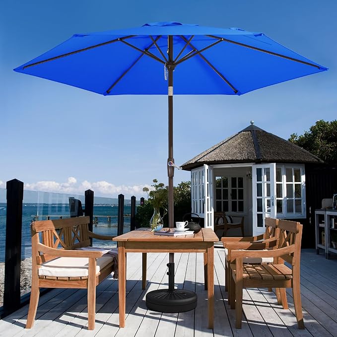 JEAREY 7.5FT Patio Umbrellas Outdoor Umbrella Table Market Umbrella with 6 Ribs,Tilt Button for Pool Deck Backyard Garden,Royal Blue