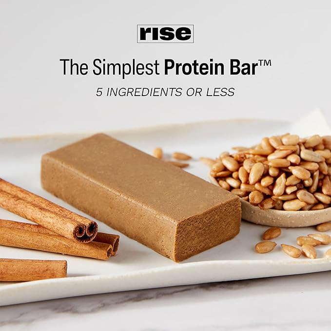 Rise Pea Protein Bar - Vegan Sunflower Cinnamon | Breakfast Bar & Protein Snack 17g Protein Just 5 Whole Food Ingredients Non-GMO Gluten-Free Soy Free