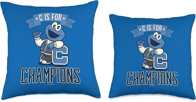 Sesame Street Cookie Monster C is for Champions Throw Pillow, 16x16, Multicolor