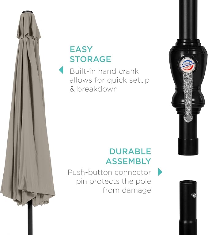 Best Choice Products 10ft Outdoor Steel Polyester Market Patio Umbrella w/Crank, Easy Push Button, Tilt, Table Compatible - Beige
