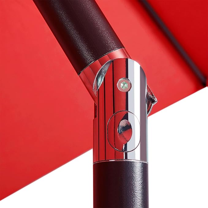 Yaheetech 11FT Patio Umbrella Outdoor Market Table Umbrella with Push Button Tilt & Crank for Garden/Lawn/Deck/Backyard/Pool/Beach, 8 Ribs,Red