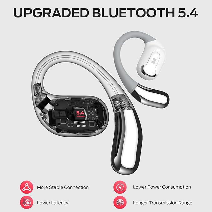 Monster Open Ear AC317 Headphones, Wireless Headphones with Stereo Sound, Bluetooth 5.4, 24H Playback, Crystal Clear Calls, Type-C Charging, Touch Control, Sweat Resistant Open Ear Wireless Earbuds