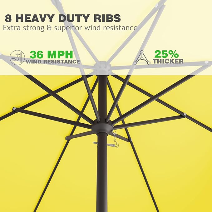 8' x 10' Rectangular Patio Umbrellas for Outdoor, Outdoor Table Umbrella, Large Outdoor Patio Umbrellas with 8 Sturdy Ribs for Market, Garden, Pool (Yellow)