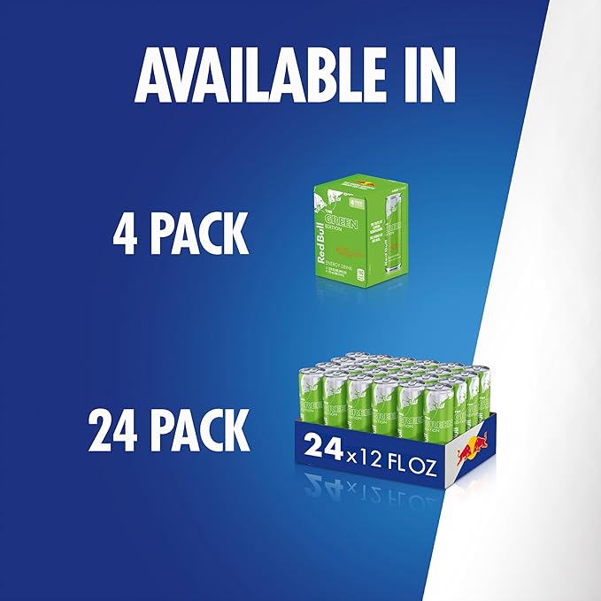 Red Bull Green Edition Energy Drink, Curuba Elderflower, with 114mg Caffeine plus Taurine & B Vitamins, 12 Fl Oz, 6 Packs of 4 Cans (Pack of 24)