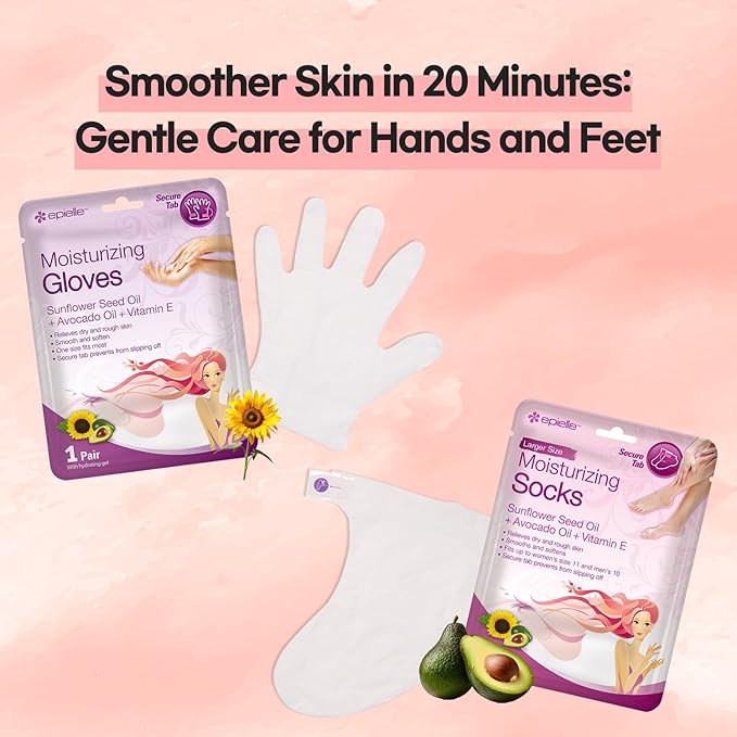 Epielle Moisturizing Foot Masks, 6 Pairs Socks for Dry Feet & Cracked Heels, Relieve and Soften Skin with Sunflower Seed Oil + Avocado Oil + Vitamin E, Korean Skin Care, Foot Spa Gifts for Women