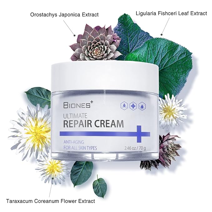 Ultimate Repair Cream - DMZ Natural Plant Complex Anti-Aging Wrinkle Repair Retinol Cream for Face - Face Moisturizer for Women - 8 Peptides complex, Collagen, Ceramides, Niacinamide - 2.46 oz