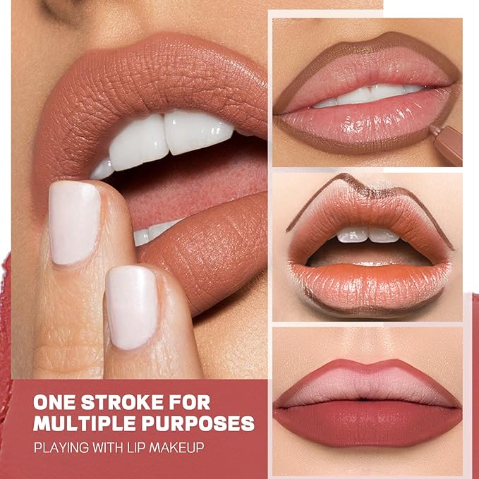 Lip Liner Set, 12Pcs Matte Lip Liners with Sharpener, Premium Smooth and High Pigmented Creamy Lip Makeup Pencil