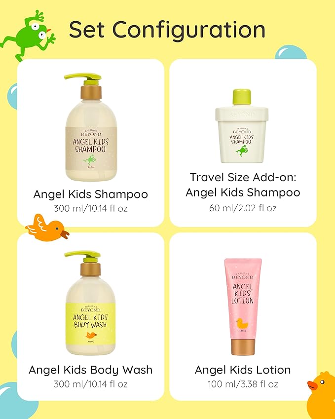 BEYOND Angel Kids Baby Bath Gift Set (25.7fl oz , 3-Piece Bath & Shower Set) & Phyto Aqua Repair Face Serum (1.35 fl oz) - Vegan Formula Korean Skin Care for Clear & Moisturized Skin