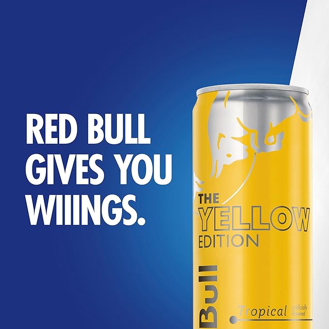 Red Bull Yellow Edition Energy Drink, Tropical, with 114mg Caffeine plus Taurine & B Vitamins, 12 Fl Oz, Pack of 24 Cans
